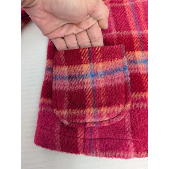 Vintage United Colors of Benetton Girls Pink Plaid Wool Blend Blazer Jacket Size - Picture 3 of 7